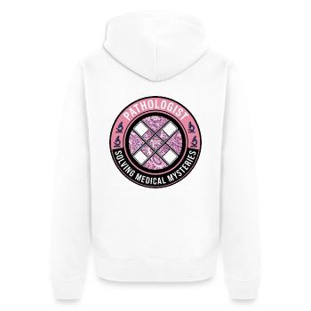 Pathologe Medical Mysteries Slides Abzeichen-Geschenk - Unisex Premium Bio Zip Hoodie - Weiß - Hinten - Thijin (182cm)