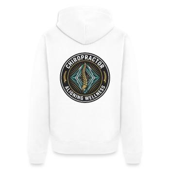 Chiropraktiker Ausrichtung Wellness-Wirbelsäulenabzeichen Geschenk - Unisex Premium Bio Zip Hoodie - Weiß - Hinten - Thijin (182cm)