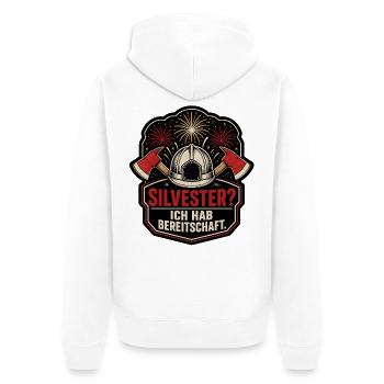 Silvester Ich hab Bereitschaft Feuerwehr Shirt - Unisex Premium Bio Zip Hoodie - Weiß - Hinten - Thijin (182cm)