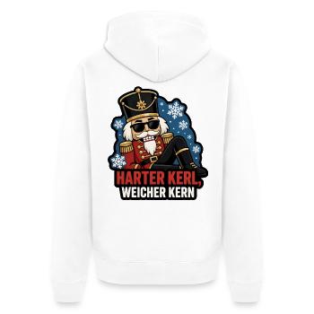 Harter Kerl weicher Kern Nussknacker Cool Shirt - Unisex Premium Bio Zip Hoodie - Weiß - Hinten - Thijin (182cm)