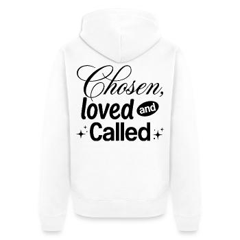 Chosen, Loved and Called - Unisex Premium Bio Zip Hoodie - Weiß - Hinten - Thijin (182cm)