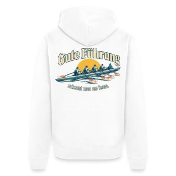 Gute Führung Teamgeschenk für Chefin oder Chef - Unisex Premium Bio Zip Hoodie - Weiß - Hinten - Thijin (182cm)