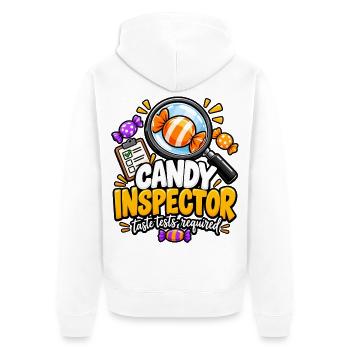 Candy Inspector Taste Tests - Unisex Premium Bio Zip Hoodie - Weiß - Hinten - Thijin (182cm)
