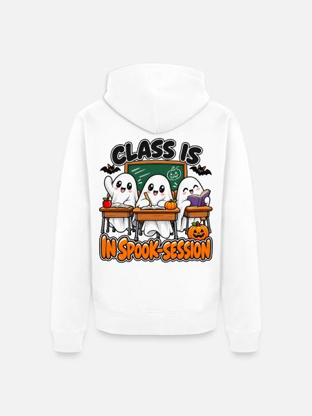 Geisterklasse Spookische Lernrunde - Unisex Premium Bio Zip Hoodie - Weiß