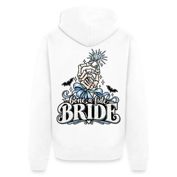 Bone-a-kide Bride Ring Design - Unisex Premium Bio Zip Hoodie - Weiß - Hinten - Thijin (182cm)
