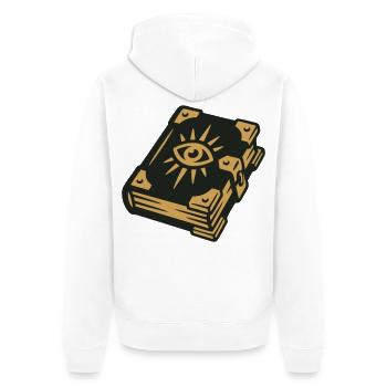 Zauberbuch Auge Magie Wappen - Unisex Premium Bio Zip Hoodie - Weiß - Hinten - Thijin (182cm)