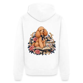 Pudel Teezeit im Blumenkosmos - Unisex Premium Bio Zip Hoodie - Weiß - Hinten - Thijin (182cm)