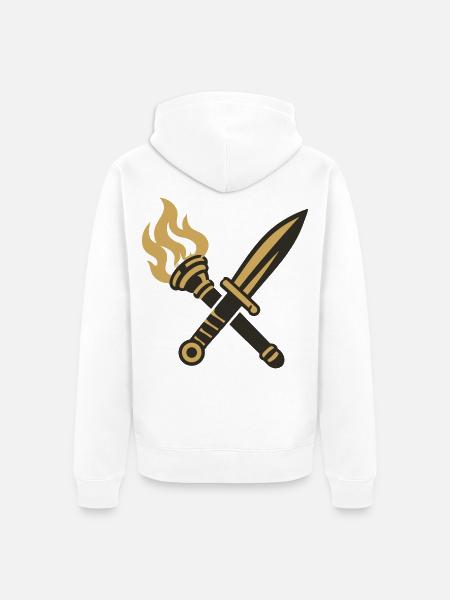 Schwert Fackel Wappen Logo - Unisex Premium Bio Zip Hoodie - Weiß