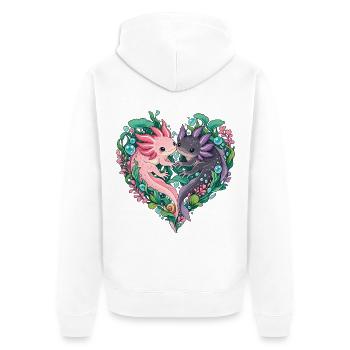 Kuschelfische im Herzgarten - Unisex Premium Bio Zip Hoodie - Weiß - Hinten - Thijin (182cm)