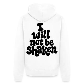 I_will_not_be_shaken - Unisex Premium Bio Zip Hoodie - Weiß - Hinten - Thijin (182cm)