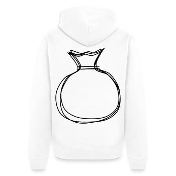 Sack handgezeichnet - Unisex Premium Bio Zip Hoodie - Weiß - Hinten - Thijin (182cm)