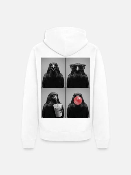 Krähen Krähe - Unisex Premium Bio Zip Hoodie - Weiß