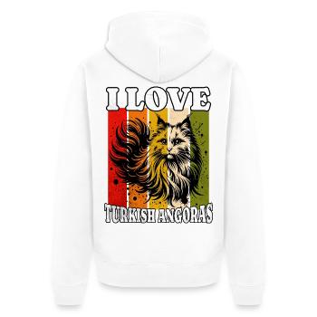 I Love Turkish Angora - Unisex Premium Bio Zip Hoodie - Weiß - Hinten - Thijin (182cm)