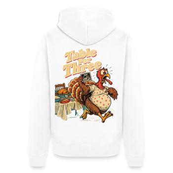Table For Three lustige - Unisex Premium Bio Zip Hoodie - Weiß - Hinten - Thijin (182cm)