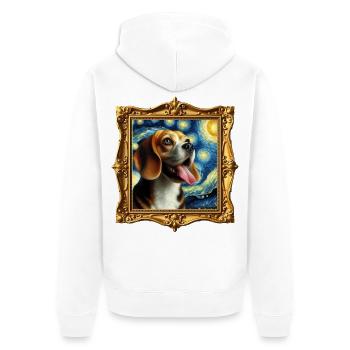 Beagle Starry Night - Unisex Premium Bio Zip Hoodie - Weiß - Hinten - Thijin (182cm)