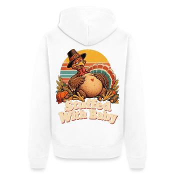 Thanksgiving Stuffed With Baby Truthahn Retro - Unisex Premium Bio Zip Hoodie - Weiß - Hinten - Thijin (182cm)