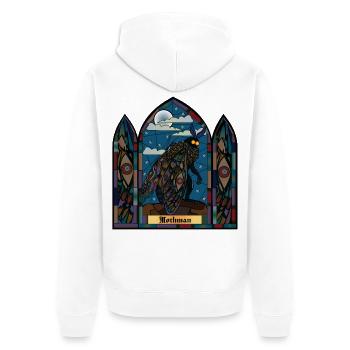 Mothman Buntglas - Unisex Premium Bio Zip Hoodie - Weiß - Hinten - Thijin (182cm)
