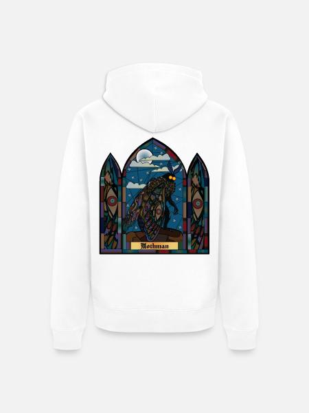 Mothman Buntglas - Unisex Premium Bio Zip Hoodie - Weiß