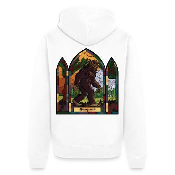 Sasquatch Buntglasfenster - Unisex Premium Bio Zip Hoodie - Weiß - Hinten - Thijin (182cm)