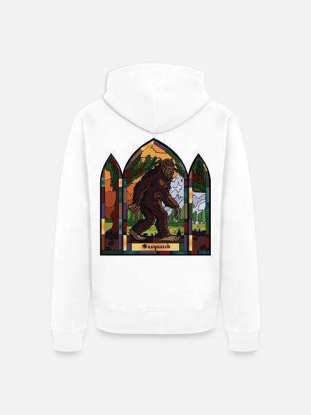 Sasquatch Buntglasfenster - Unisex Premium Bio Zip Hoodie - Weiß