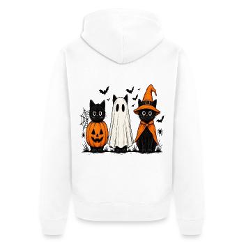 Drei Schrecklich Süße Katzen Halloween - Unisex Premium Bio Zip Hoodie - Weiß - Hinten - Thijin (182cm)