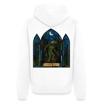 Mondbeschienener Froschmann im Buntglas - Unisex Premium Bio Zip Hoodie - Weiß - Hinten - Thijin (182cm)