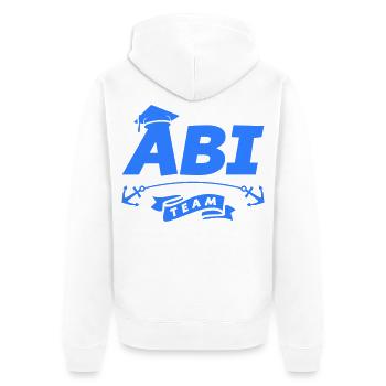 Abi Team Abschlussanker - Unisex Premium Bio Zip Hoodie - Weiß - Hinten - Thijin (182cm)