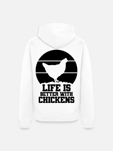 Huhn Spruch Humor - Unisex Premium Bio Zip Hoodie - Weiß