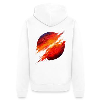 Crimson Ember Burst - Unisex Premium Bio Zip Hoodie - Weiß - Hinten - Thijin (182cm)
