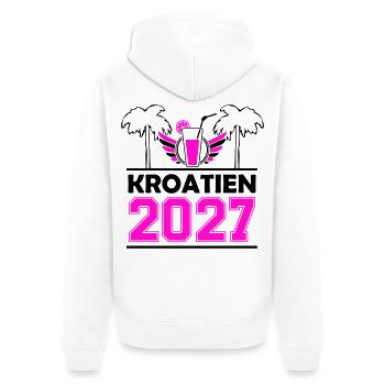 2027 Kroatien - Unisex Premium Bio Zip Hoodie - Weiß - Hinten - Thijin (182cm)