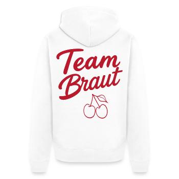 Team Braut! Kirsche - Unisex Premium Bio Zip Hoodie - Weiß - Hinten - Thijin (182cm)