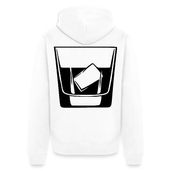 Whiskey Glas Geschenk Barkeeper Kellner  - Unisex Premium Bio Zip Hoodie - Weiß - Hinten - Thijin (182cm)