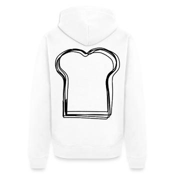 Brotscheibe handgezeichnet - Unisex Premium Bio Zip Hoodie - Weiß - Hinten - Thijin (182cm)