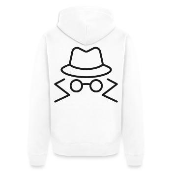 Spionenhut-und-Brillen-Linien-Symbol - Unisex Premium Bio Zip Hoodie - Weiß - Hinten - Thijin (182cm)