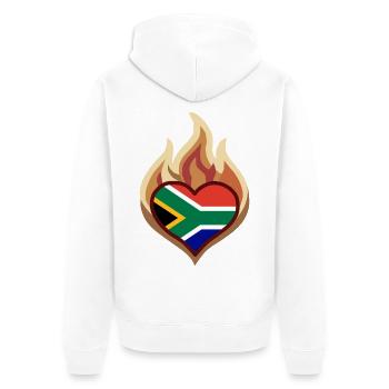 Southafrica Heart on Fire - Unisex Premium Bio Zip Hoodie - Weiß - Hinten - Thijin (182cm)