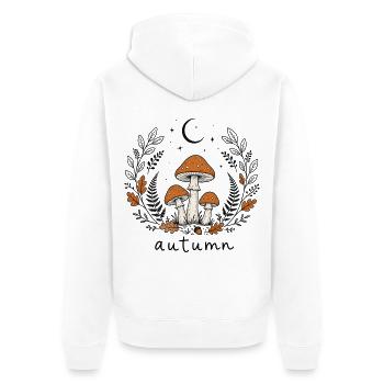 Autumn Herbst Pilze Mond Natur Cottagecore - Unisex Premium Bio Zip Hoodie - Weiß - Hinten - Thijin (182cm)
