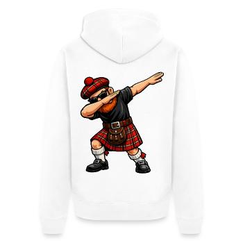 Dabbing Schotte – Lustiges Schottland-Motiv - Unisex Premium Bio Zip Hoodie - Weiß - Hinten - Thijin (182cm)