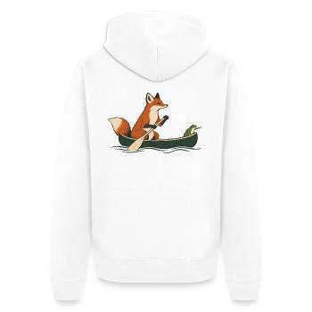 Fuchs und Frosch im Kanu – Outdoor-Abenteuer - Unisex Premium Bio Zip Hoodie - Weiß - Hinten - Thijin (182cm)