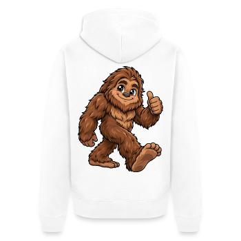 Bigfoot Kawaii Style – Süßes Fabelwesen - Unisex Premium Bio Zip Hoodie - Weiß - Hinten - Thijin (182cm)