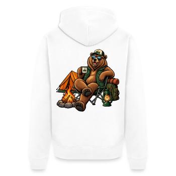 Grizzly beim Camping – Bärisches Outdoor-Abenteuer - Unisex Premium Bio Zip Hoodie - Weiß - Hinten - Thijin (182cm)
