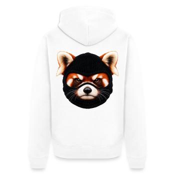 Roter Panda mit Sturmhaube – Freches Tiermotiv - Unisex Premium Bio Zip Hoodie - Weiß - Hinten - Thijin (182cm)