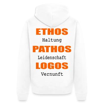 Haltung Leidenschaft Vernunft - Unisex Premium Bio Zip Hoodie - Weiß - Hinten - Thijin (182cm)