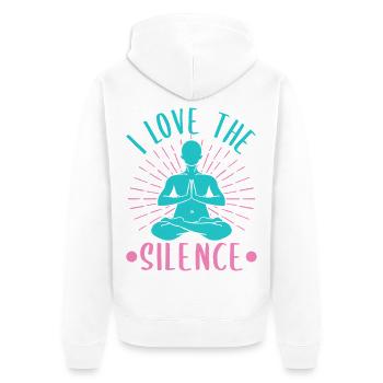 Yoga I Love The Silence Funny Yoga - Unisex Premium Bio Zip Hoodie - Weiß - Hinten - Thijin (182cm)
