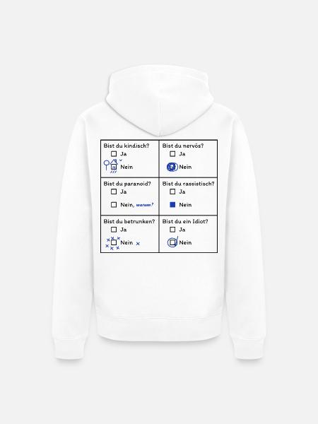 Psychotest Fragebogen Ja Nein - Unisex Premium Bio Zip Hoodie - Weiß
