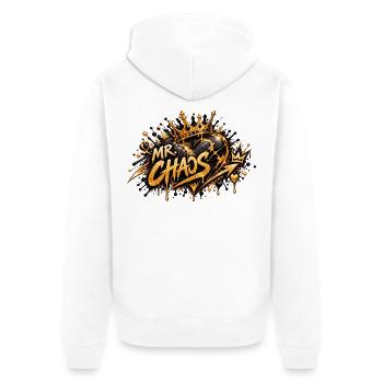 Mr Chaos Krone Graffiti Stil - Unisex Premium Bio Zip Hoodie - Weiß - Hinten - Thijin (182cm)