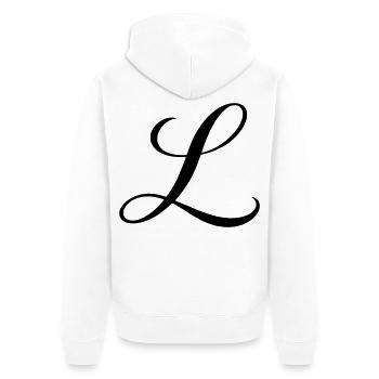 Name mit Anfangsbuchstabe L Lena Leon Luca Lara - Unisex Premium Bio Zip Hoodie - Weiß - Hinten - Thijin (182cm)