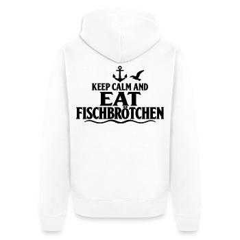 Fischbrötchen – Keep Calm an der Küste - Unisex Premium Bio Zip Hoodie - Weiß - Hinten - Thijin (182cm)