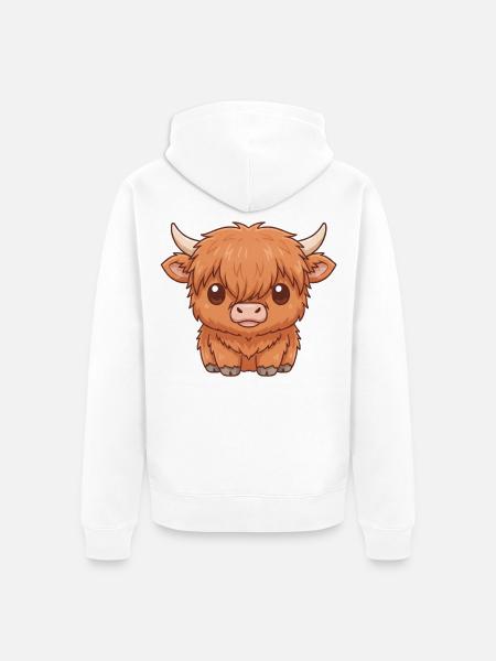 Schottisches Hochlandrind   - Unisex Premium Bio Zip Hoodie - Weiß
