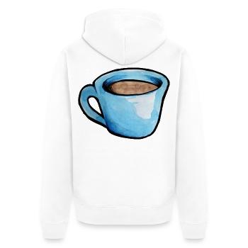 Blaue Aquarell Kaffeetasse - Unisex Premium Bio Zip Hoodie - Weiß - Hinten - Thijin (182cm)