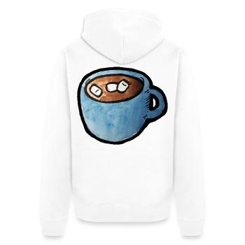 Blauer Aquarell-Tassen-Kakao mit Marshmallows - Unisex Premium Bio Zip Hoodie - Weiß - Hinten - Thijin (182cm)
